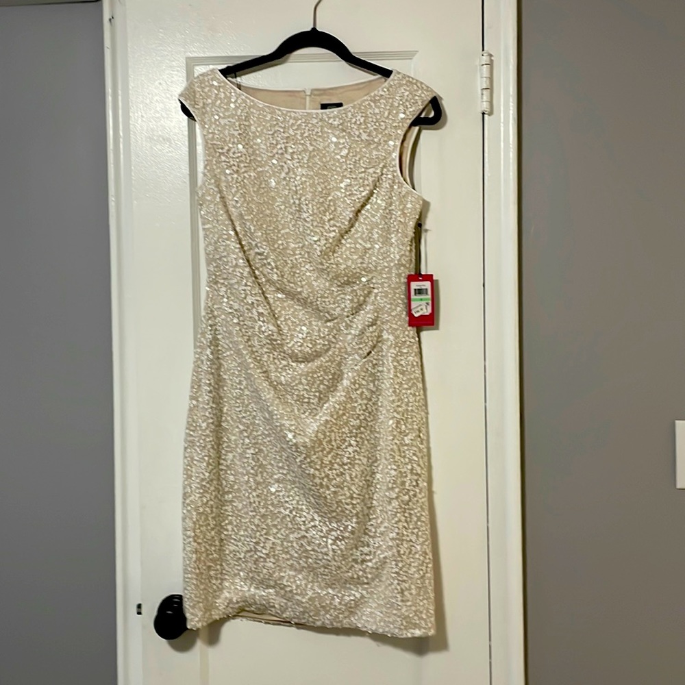Vince Camuto sequins ivory dress.